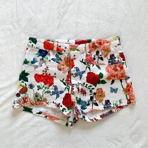 H&M Girls White Floral Jean Shorts Size 14